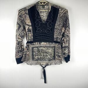 Lane Bryant Black Velvet Sheer Lace Long Sleeve Whimsygoth Blouse Women's 18/20